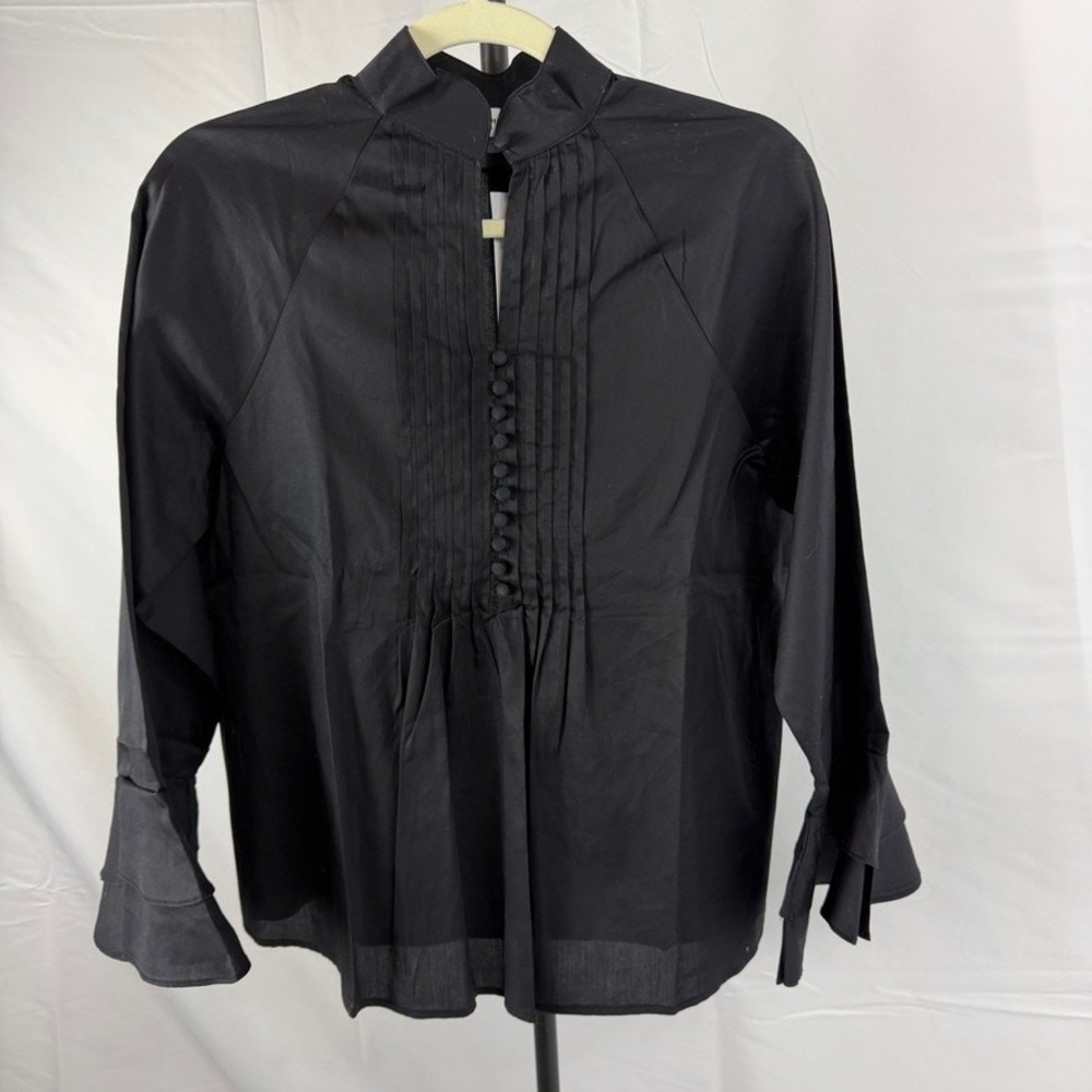 NWT Harshman Black Nagisa Popover Blouse Size M 100% Cotton